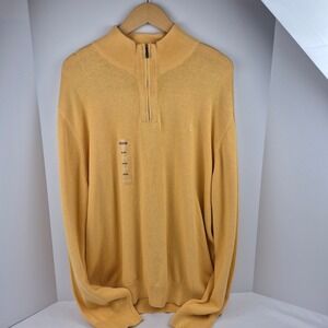 IZOD Mens Sweater Pullover Pearl Yellow 1/4 Zip Long Sleeve Knit XXL NWT Read